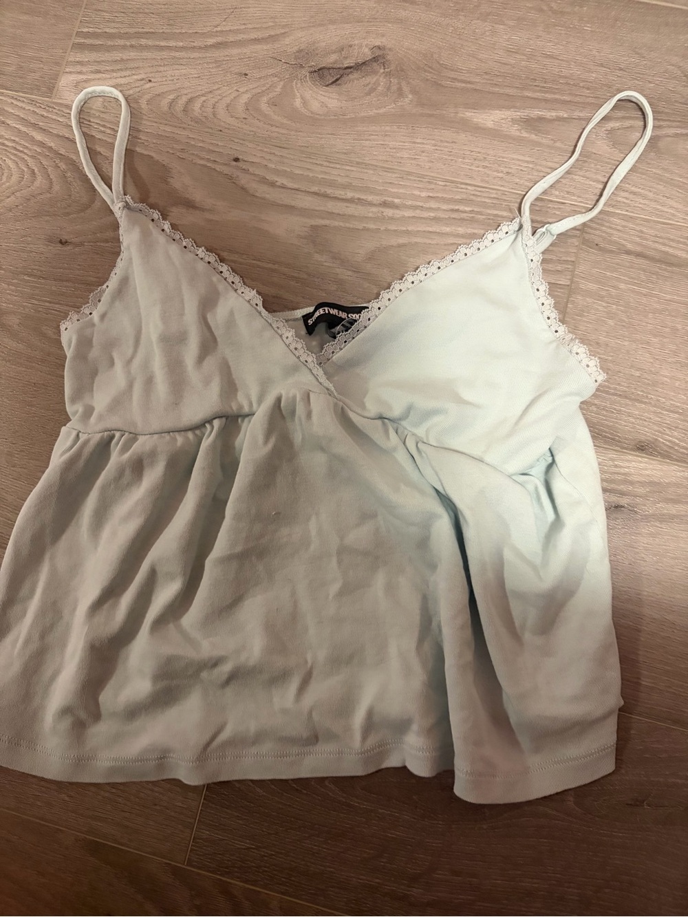 Streetwear Society Pale Blue Lace-Trim Cami